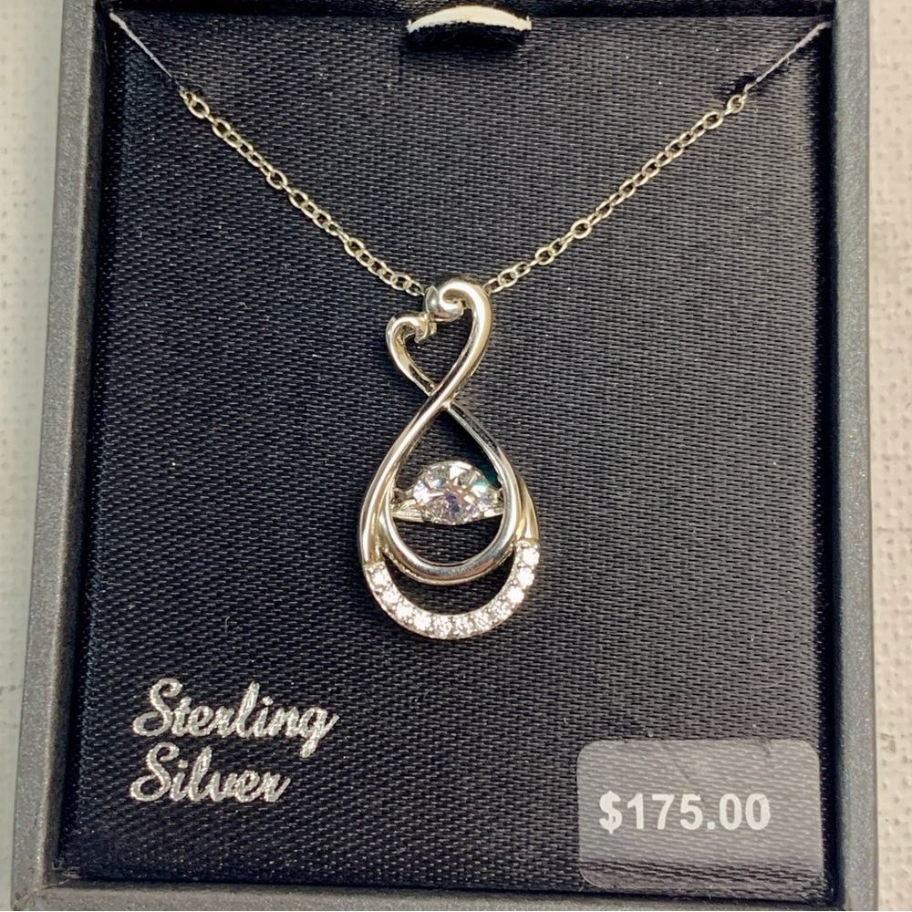 NEW Sterling Silver Heart Infinity Necklace